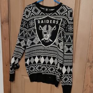 Raiders Black and Gray Crewneck Sweater